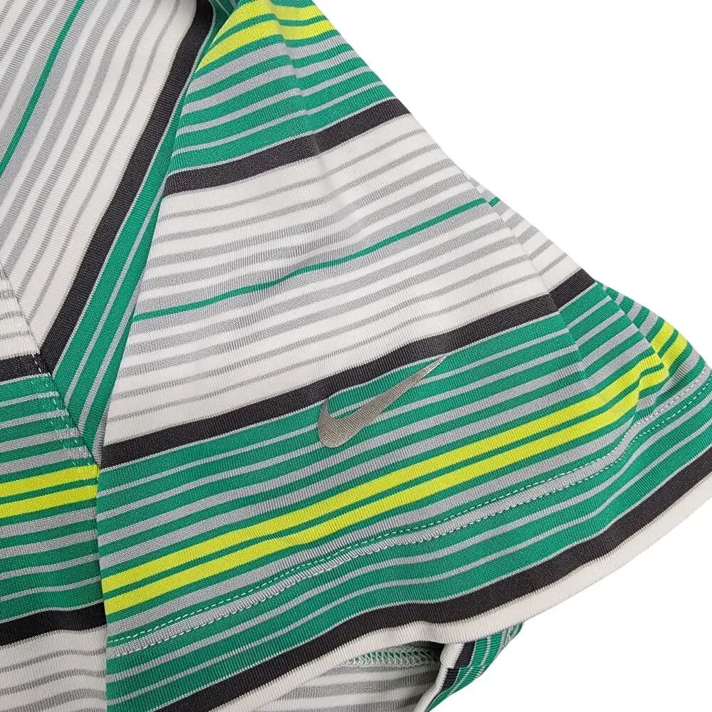 Nike Golf Tour Performance Dri-Fit Polo Shirt Mens Large L Green Striped